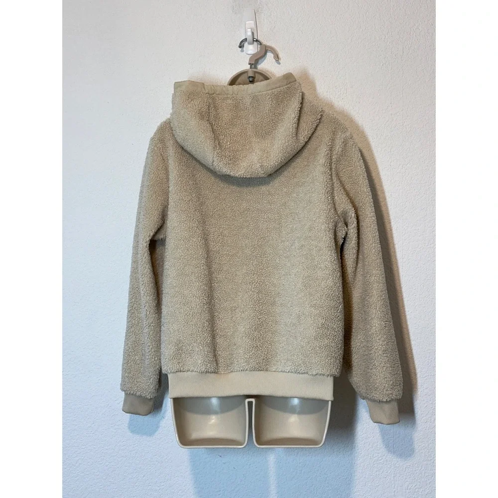 Nike Kids Girls Sherpa Fleece Full Zip Hoodie Sanddrift Beige FJ6019-126 XL